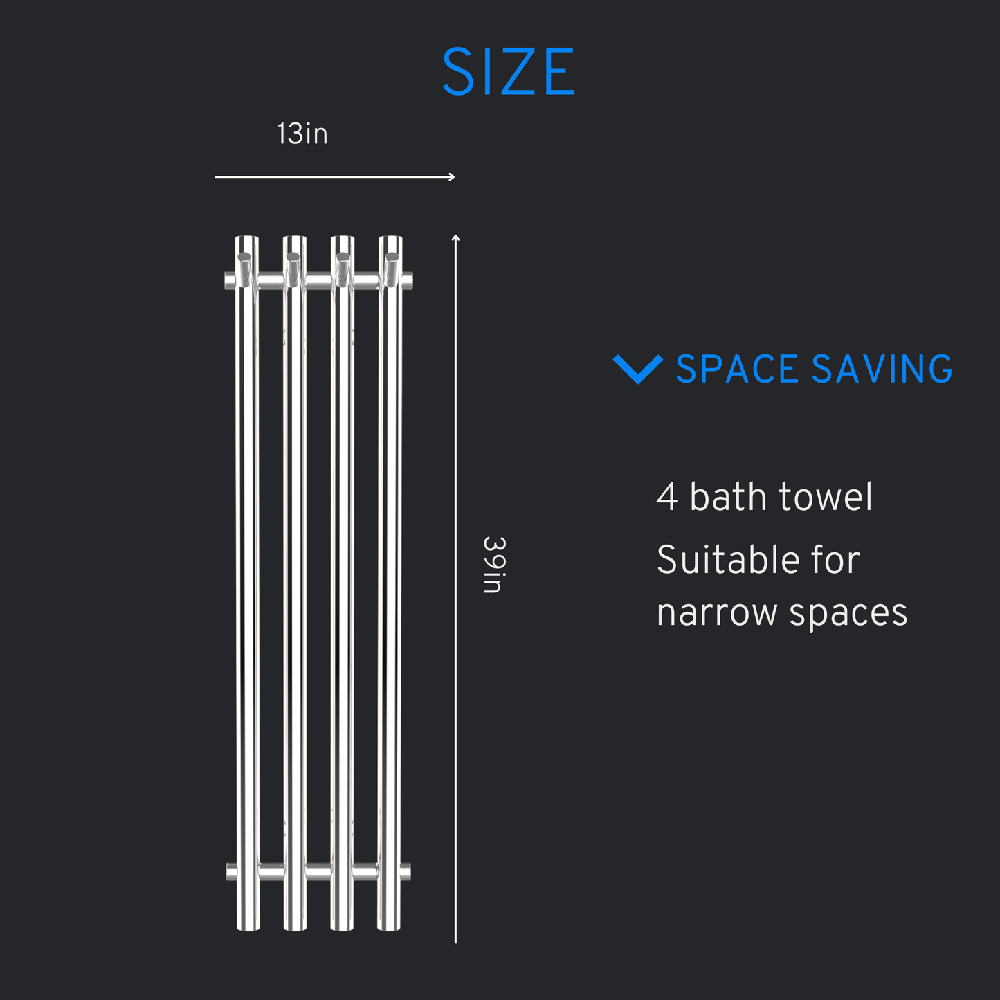 COZYBASE Vertical Heated Towel Rack, Space-Saving Towel Warmer Rack, Fast Heating, hardwired or plug in Install Options