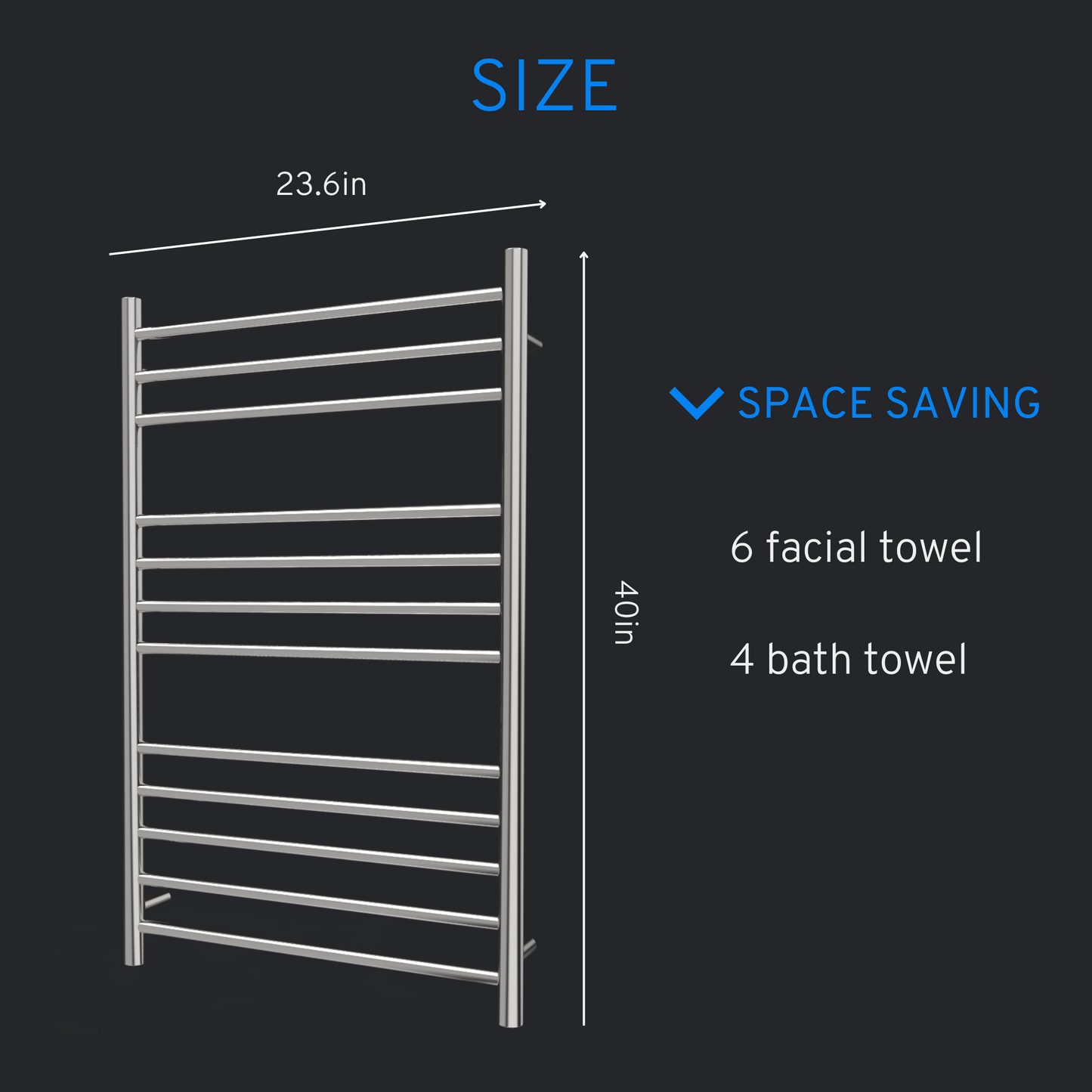 Heated Towel Rack, Space-Saving Towel Warmer Rack, Fast Heating Towel Warmer for Bathroom, Durable Mechanical Switch, hardwired or plug in Install Options