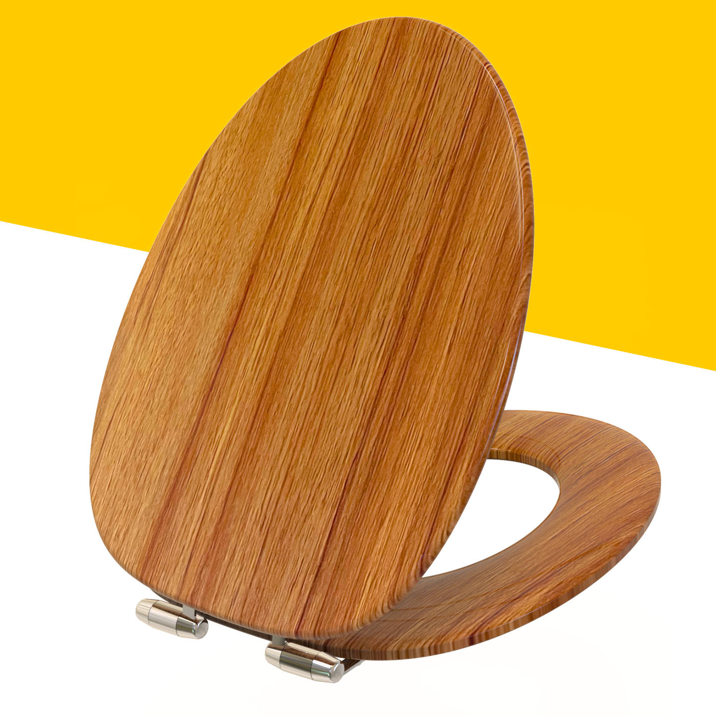 COZYBASE Wood Toilet Seat, Elongated Toilet Seat ,Wood Toilet Seat with Metal Hinges Soft Close Oval Toilet Seat