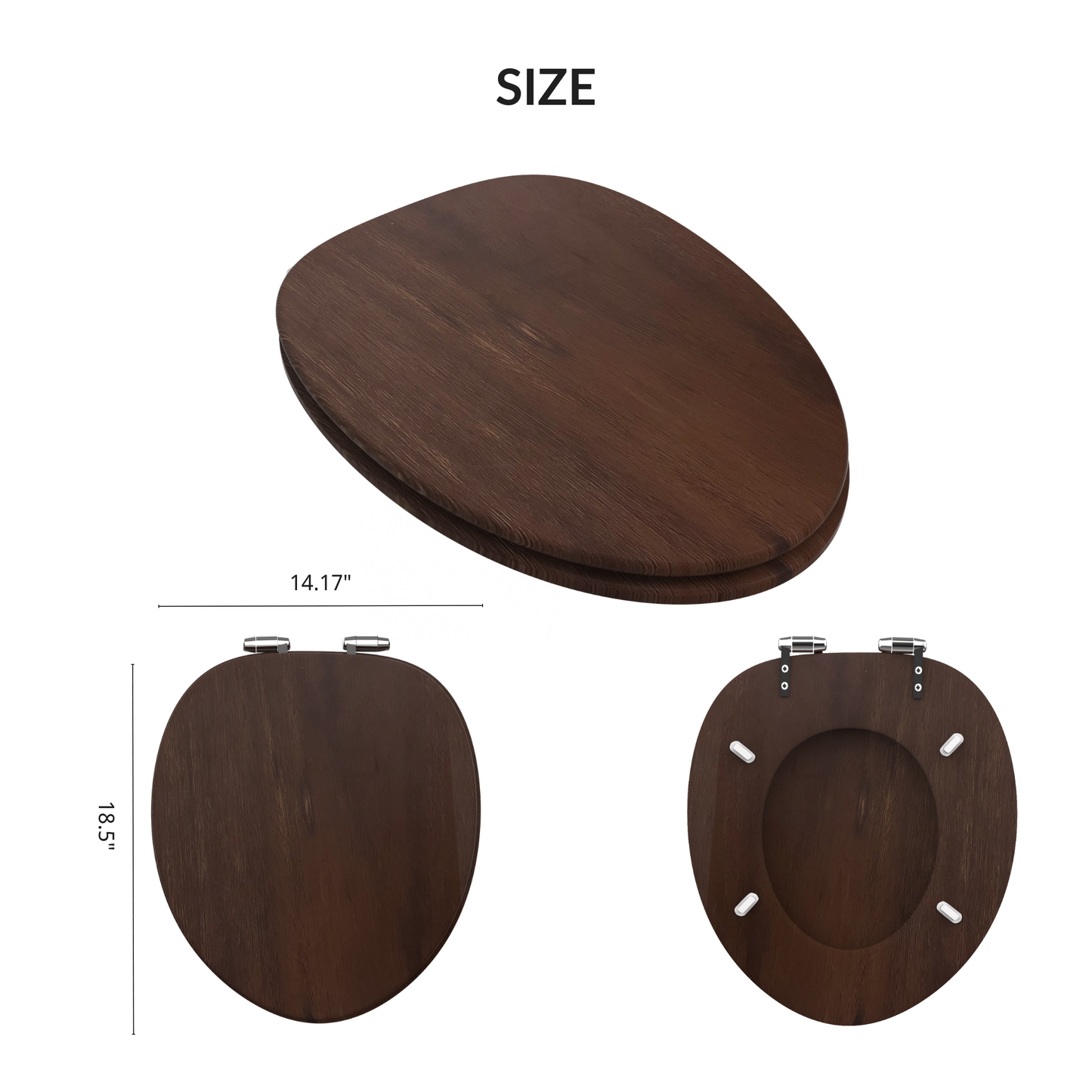 COZYBASE Toilet Seat, Elongated Toilet Seat ,Wood Toilet Seat with Metal Hinges Soft Close Oval Toilet Seat