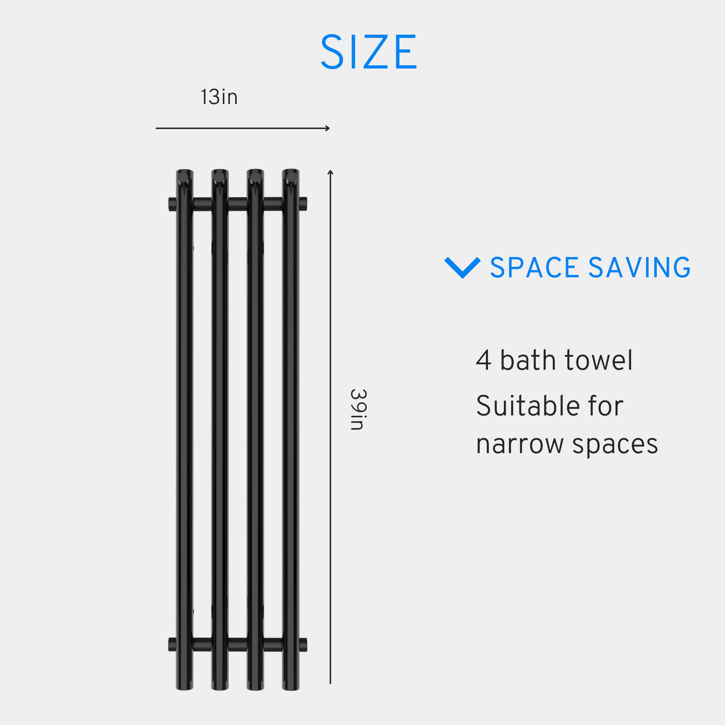 COZYBASE Vertical Heated Towel Rack, Space-Saving Towel Warmer Rack, Fast Heating hardwired or plug in  Install Options