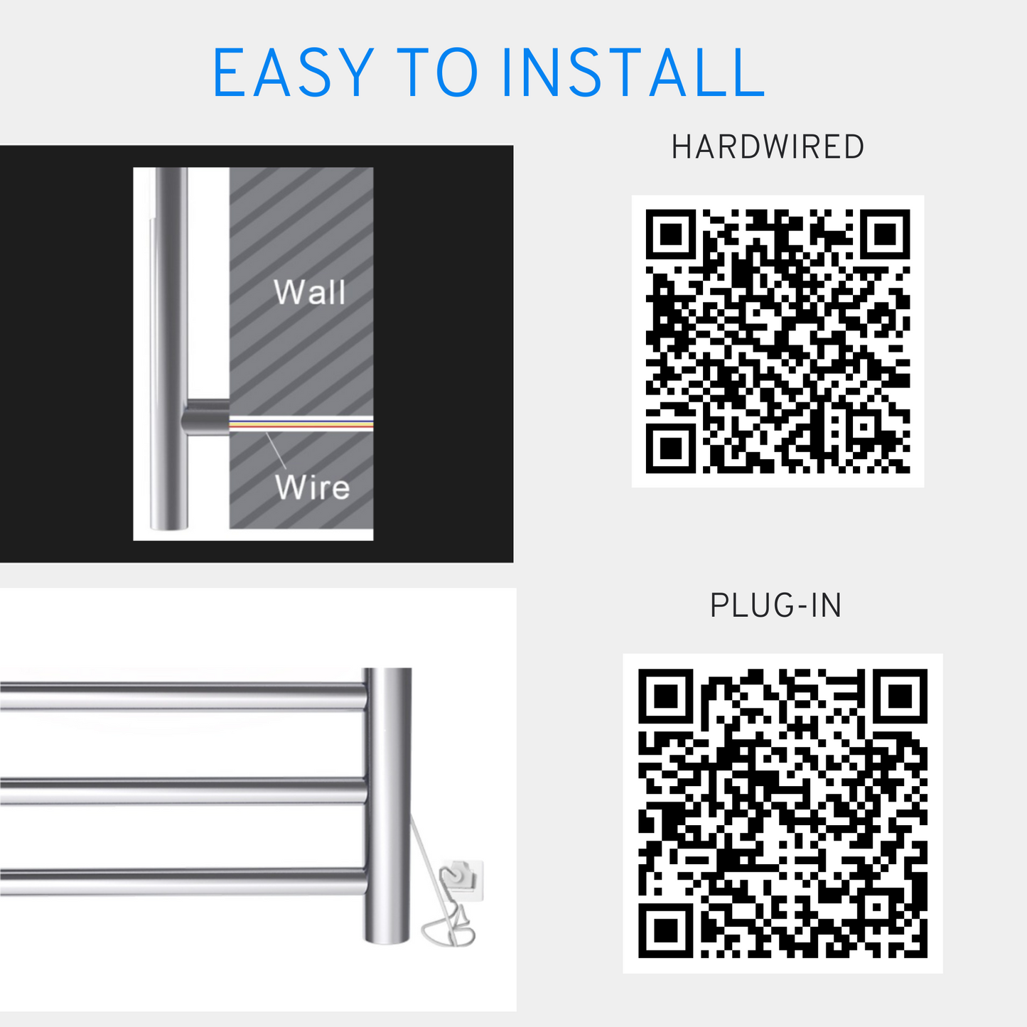 COZYBASE Vertical Heated Towel Rack, Space-Saving Towel Warmer Rack, Fast Heating, hardwired or plug in Install Options